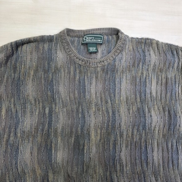 Vintage Croft & Barrow Coogi Style 3D Knit Sweater Brown Blue Size Large Tall - Picture 6 of 8